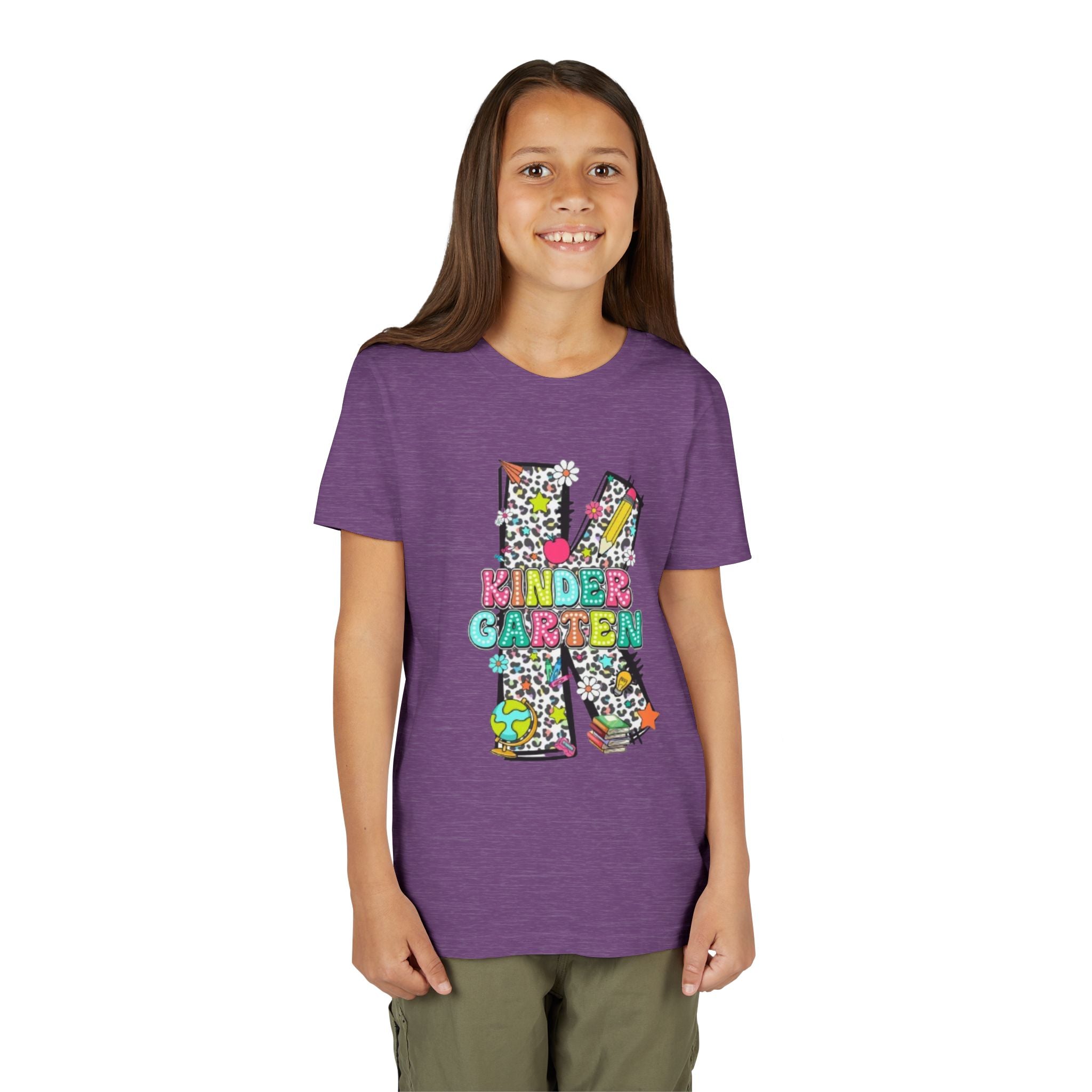 Kindergarten Letter K Youth Tee | Colorful School Kids Back to School Shirt