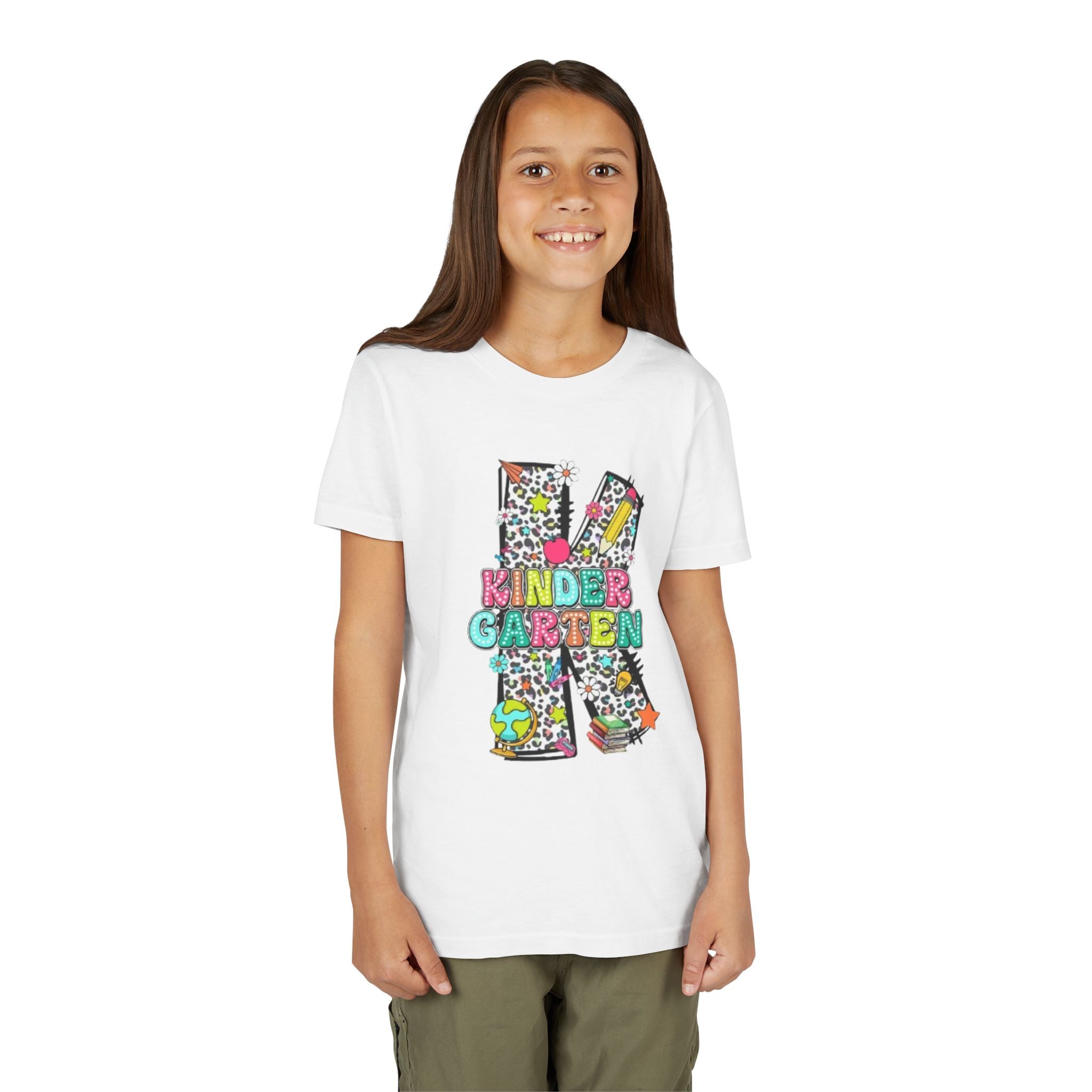 Kindergarten Letter K Youth Tee | Colorful School Kids Back to School Shirt