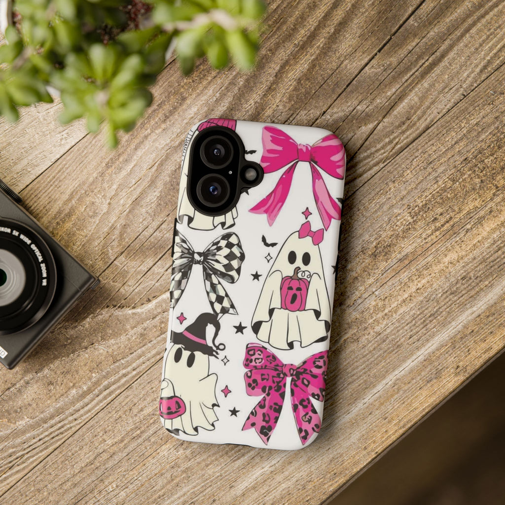 Phone Case | Cute Pink Ghosts & Bows Halloween Pattern
