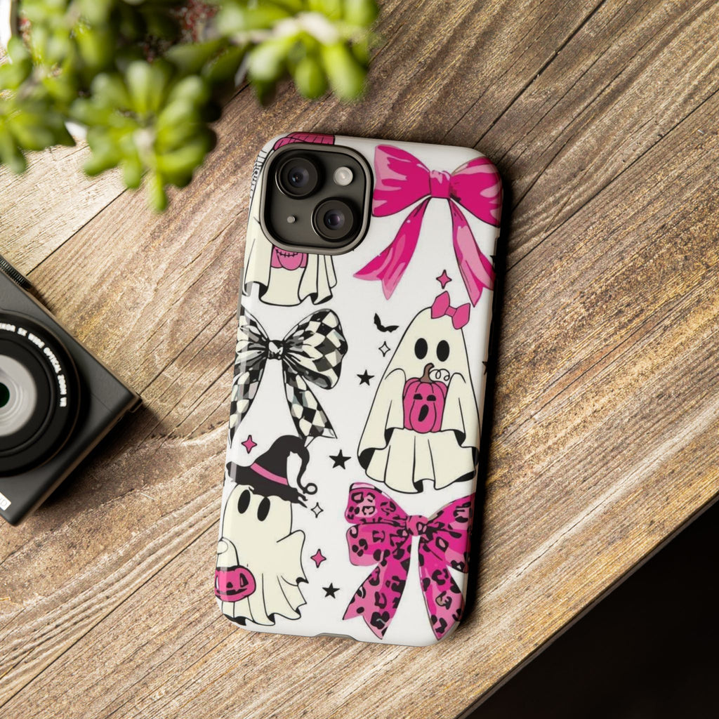 Phone Case | Cute Pink Ghosts & Bows Halloween Pattern