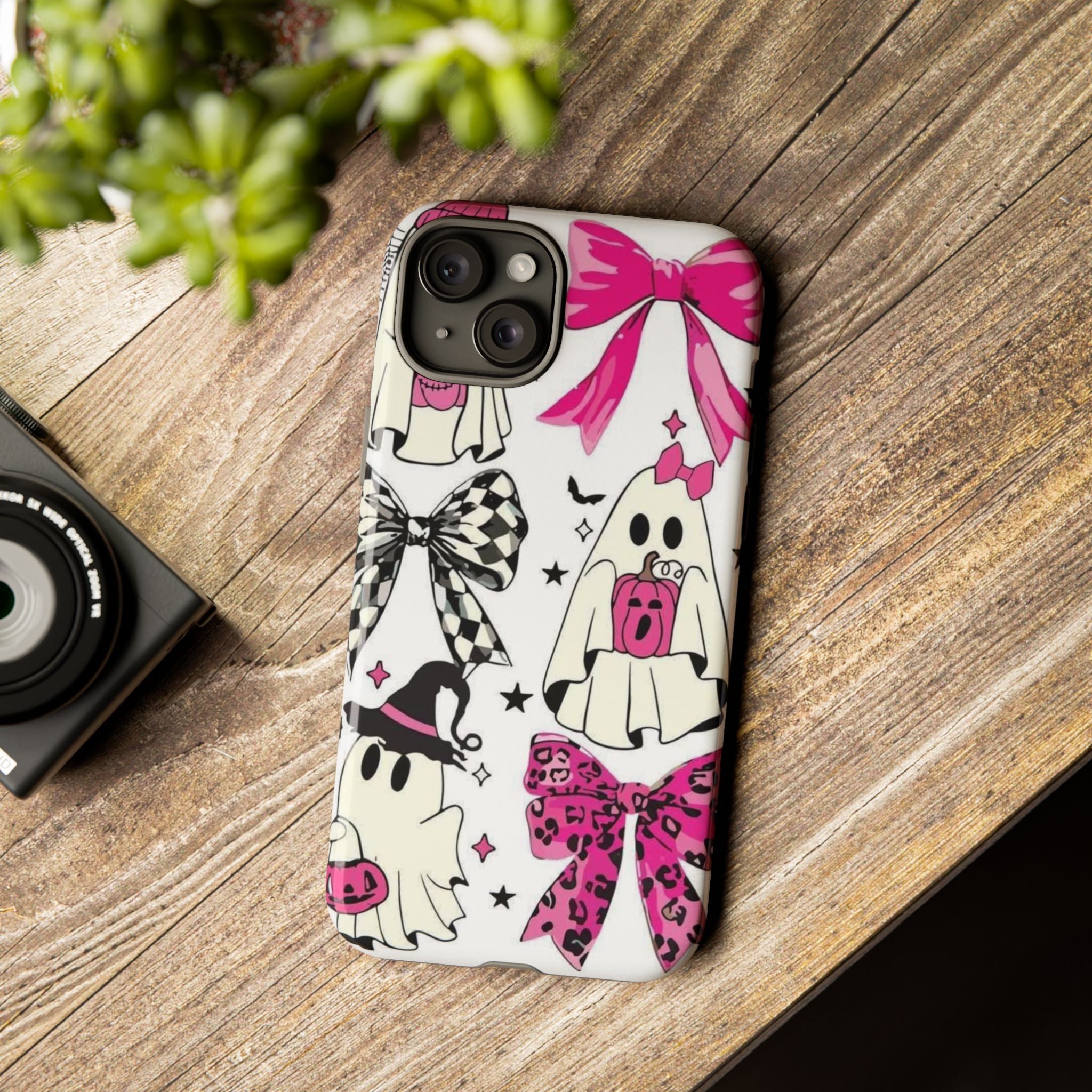 Phone Case | Cute Pink Ghosts & Bows Halloween Pattern