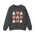 Halloween Ghost & Pumpkin Crewneck Sweatshirt | Pink Bows & Polka Dot Pumpkin Design