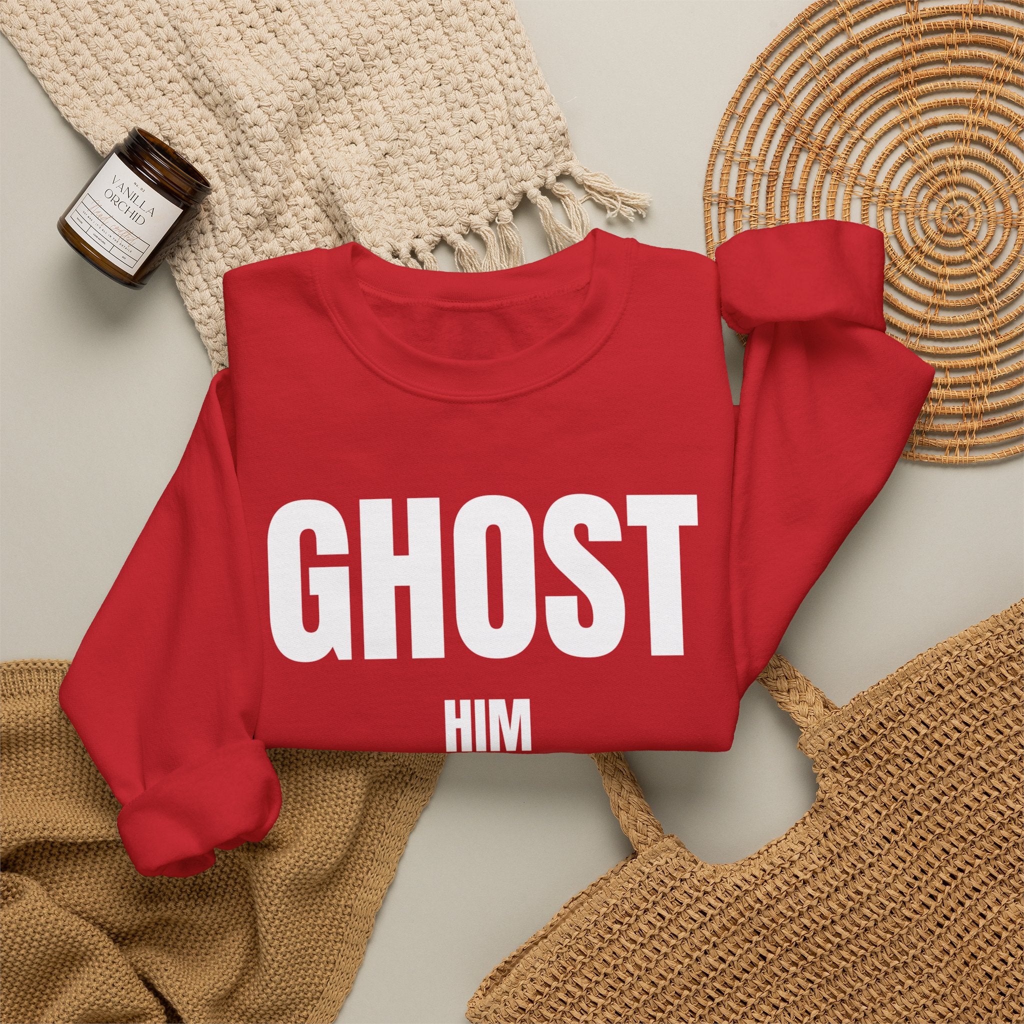 Ghost Him Crewneck Sweatshirt | Bold Halloween/Graphic