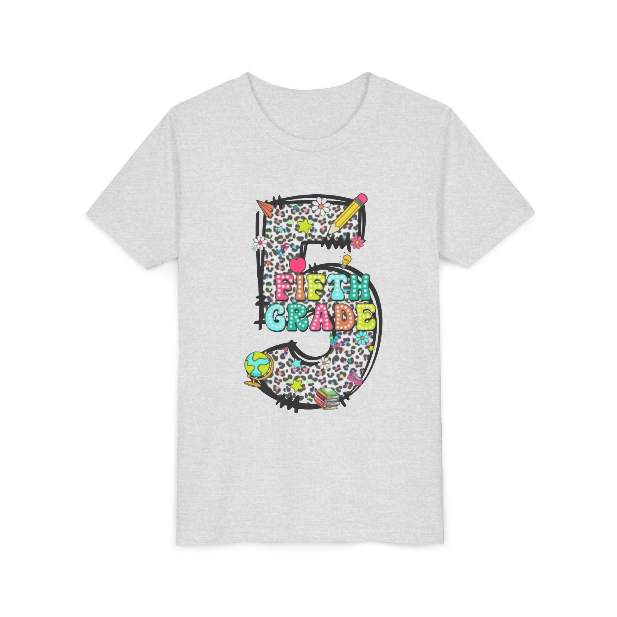 5th Grade Kids Shirt | Colorful Leopard Number 5 Back-to-School Tee