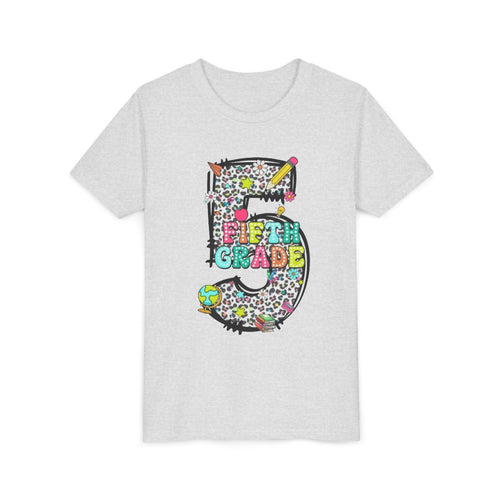 5th Grade Kids Shirt | Colorful Leopard Number 5 Back-to-School Tee