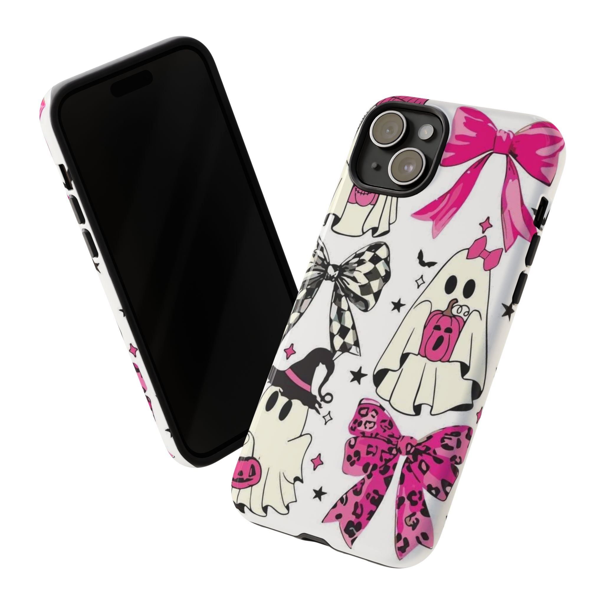 Phone Case | Cute Pink Ghosts & Bows Halloween Pattern