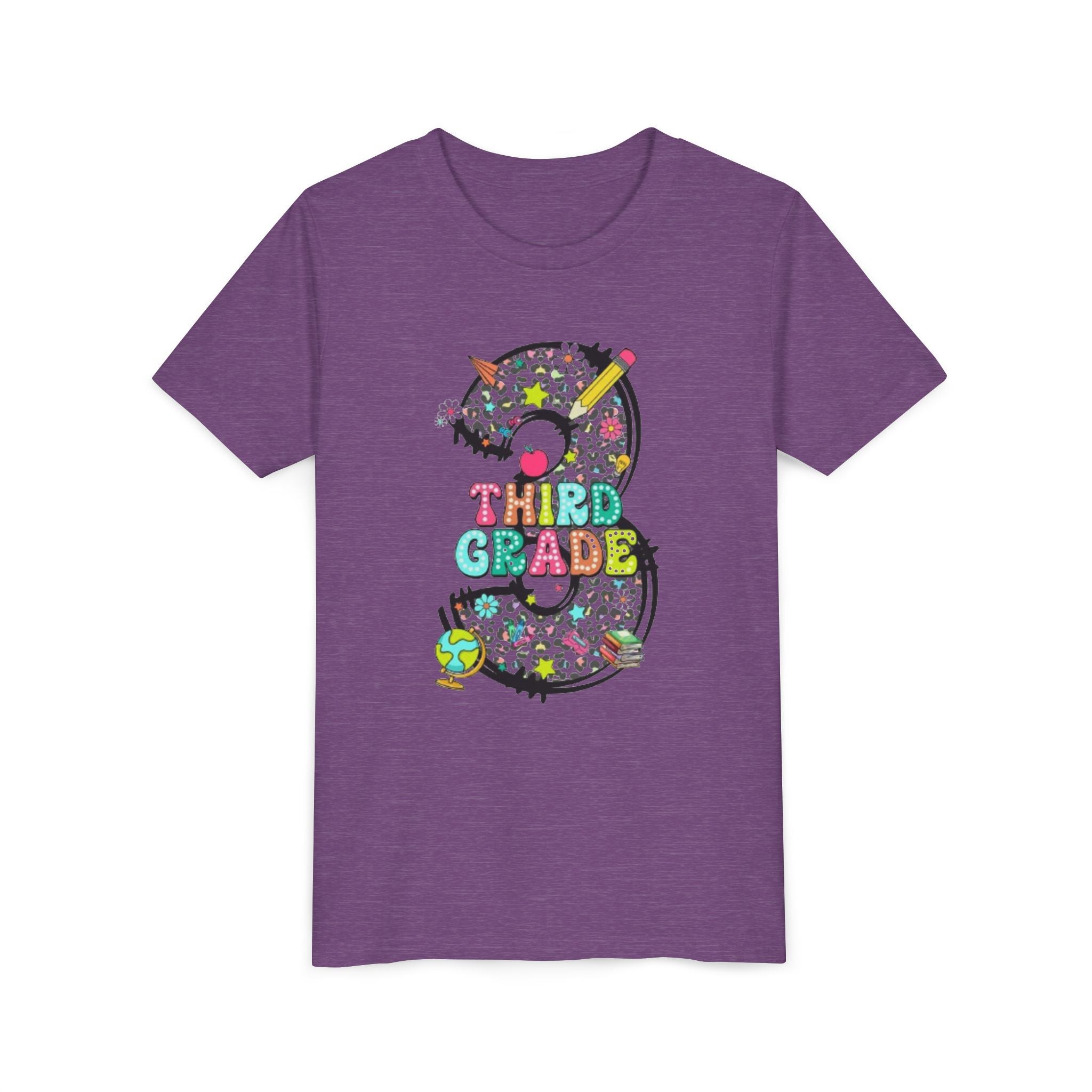 Third Grade Youth Tee | Colorful Number 3 Back-to-School Shirt