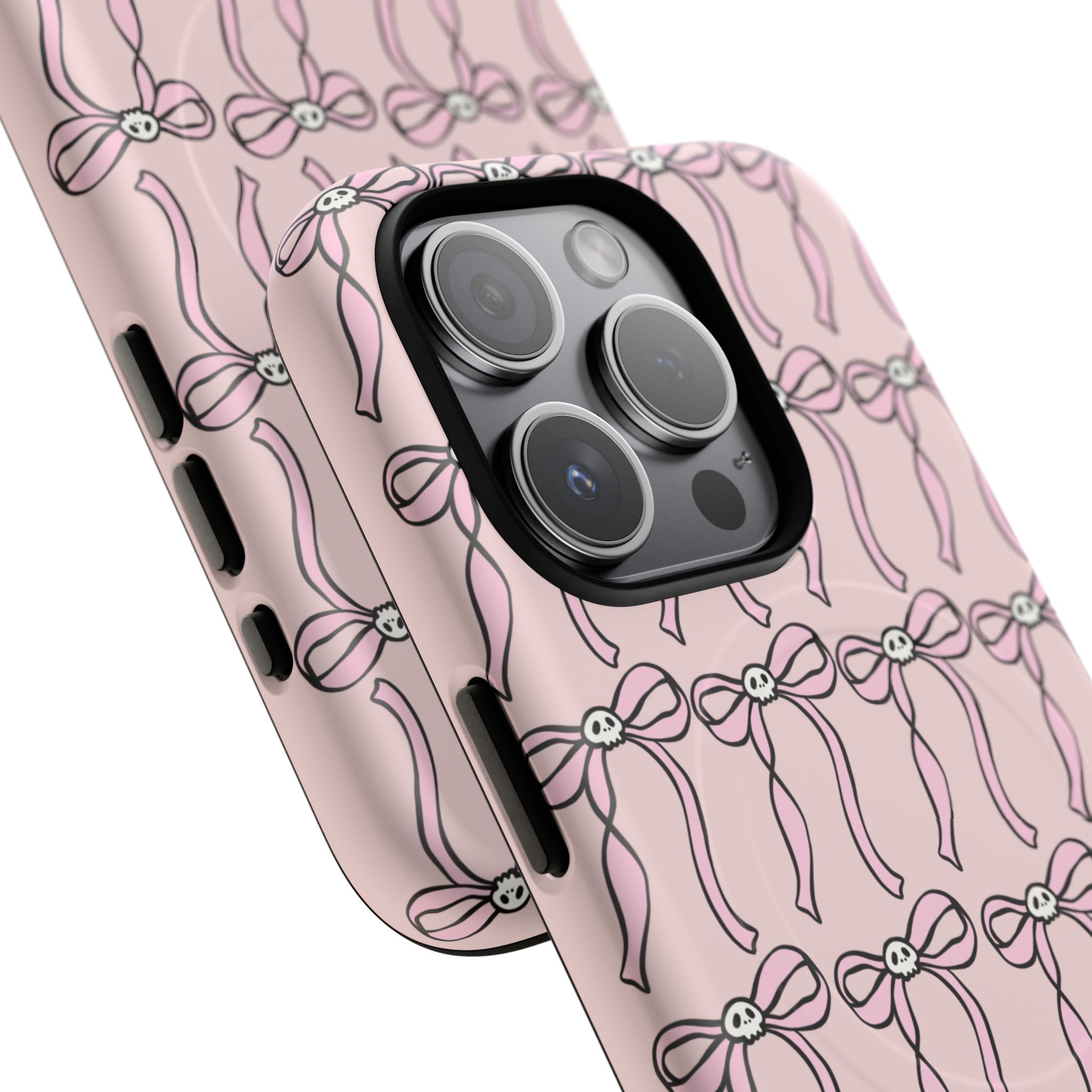 Magnetic Phone Case | Pink Skull Bows