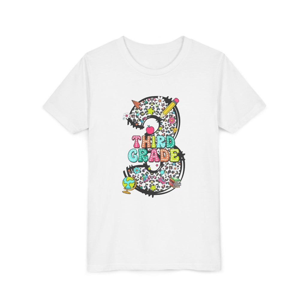 Third Grade Youth Tee | Colorful Number 3 Back-to-School Shirt
