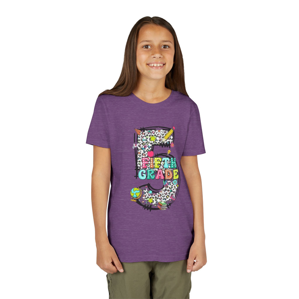 5th Grade Kids Shirt | Colorful Leopard Number 5 Back-to-School Tee