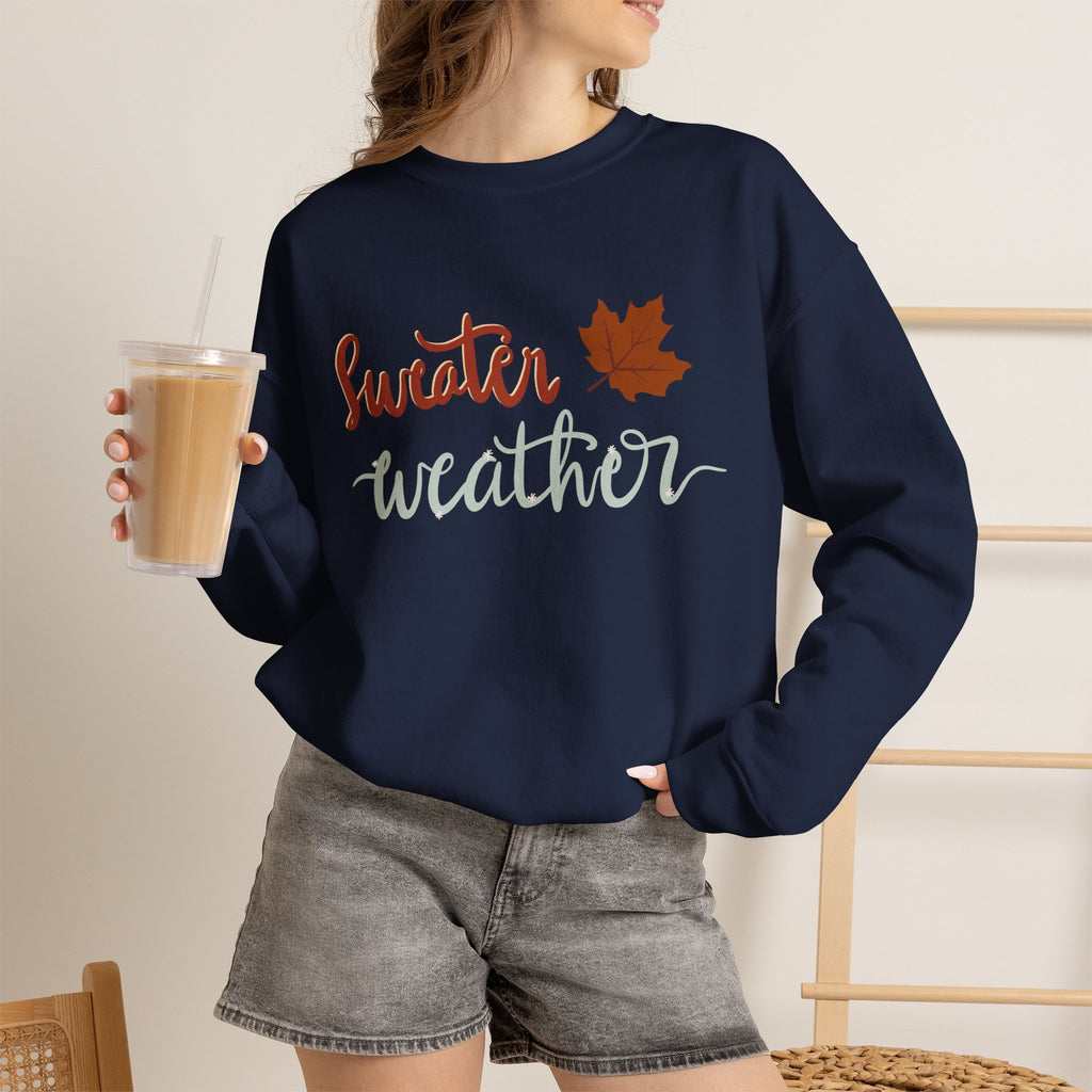 Sweater Weather Crewneck Sweatshirt | Autumn Leaf Cozy Pullover