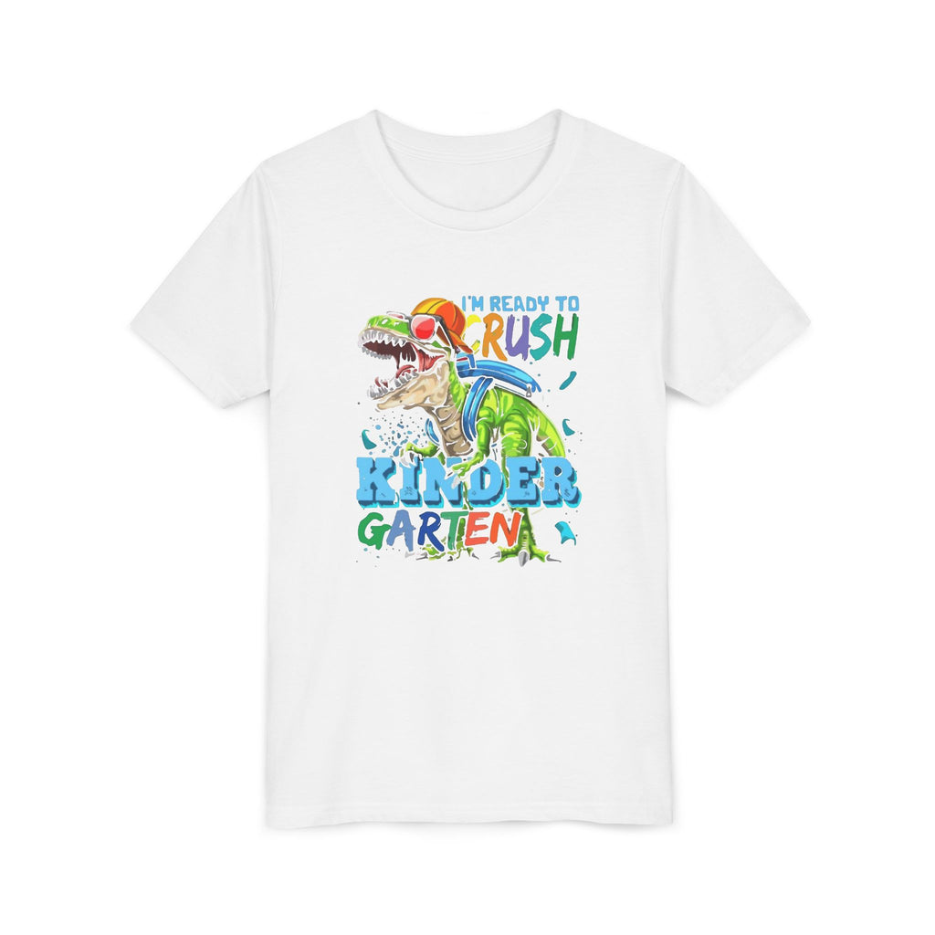 Youth T-Shirt | "I'm Ready to Crush Kindergarten" Dinosaur Back-to-School Tee