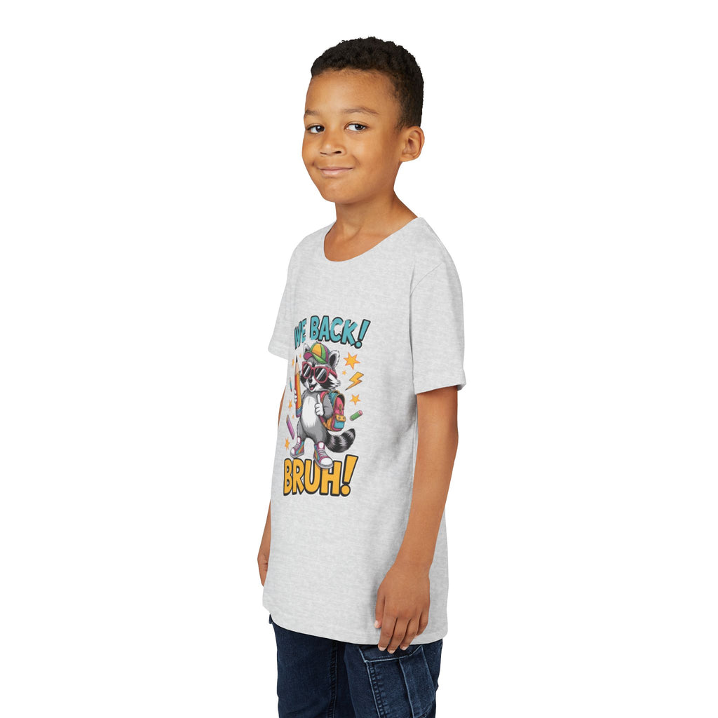 Youth Tee  | Cool Raccoon "We Back! Bruh!" Graphic Shirt