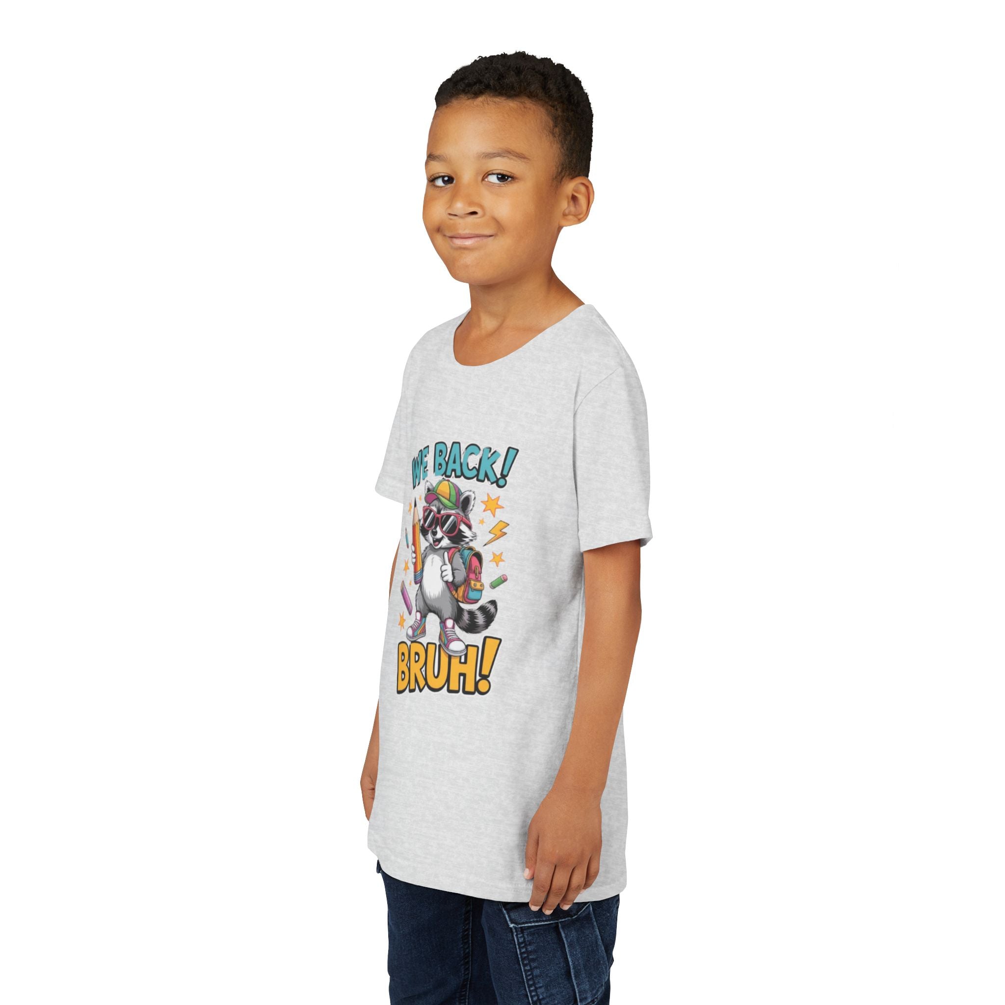 Youth Tee  | Cool Raccoon "We Back! Bruh!" Graphic Shirt