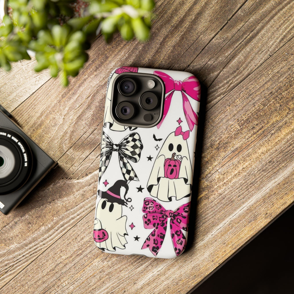 Phone Case | Cute Pink Ghosts & Bows Halloween Pattern