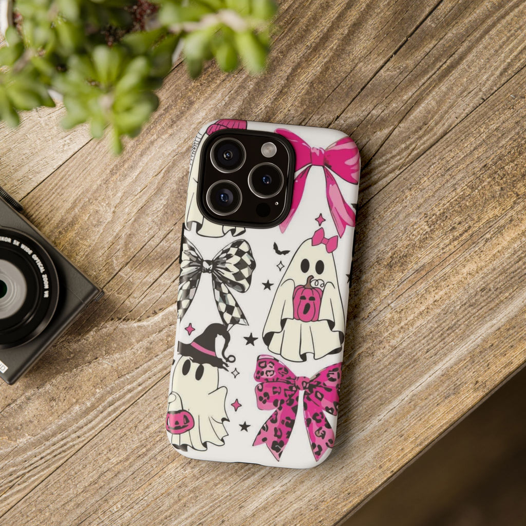 Phone Case | Cute Pink Ghosts & Bows Halloween Pattern